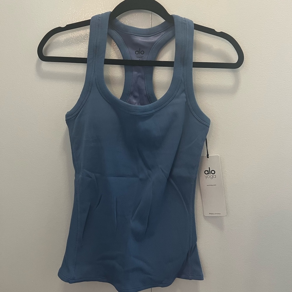 Alo Yoga blue rib support tank. New with tags. Size S.